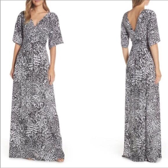 Lilly Pulitzer Parigi Maxi Dress In Onyx Homeslice • Size Large • - Picture 1 of 9